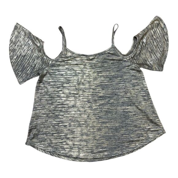 Bar lll Women’s Sz L Off The Shoulder Top Gold Silver Blouse Sexy Holiday Party - Picture 7 of 8